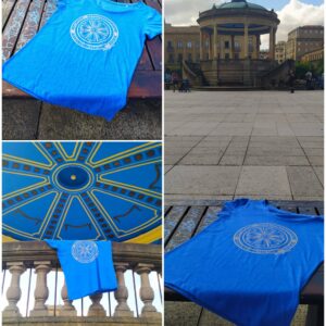 collage camiseta azul Kiosko Plaza castillo