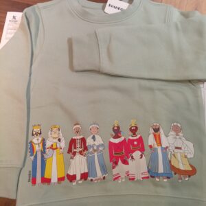Sudadera infantil ¡ Aupa los Gigantes! de ButtiBou Pamplona, con estampado de la comparsa de gigantes de Pamplona en colores alegres, diseño divertido , original y tradicional , sudadera cómoda y cálida para los niños. Ideal para regalar y delebrar San Fermín. diseño exclusivo de moda infantil con estampado de los gigantes,perfecta para regalos locales