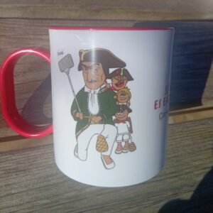 Taza infantil de plástico con Kiliki Caravinagre y frase “Ser diferente es extraordinario”, diseño exclusivo de ButtiBou Pamplona, ligera, resistente, apta microondas y lavavajillas. Children’s plastic mug featuring Kiliki Caravinagre and the phrase “Being different is extraordinary,” exclusive ButtiBou Pamplona design, lightweight, durable, microwave and dishwasher safe.